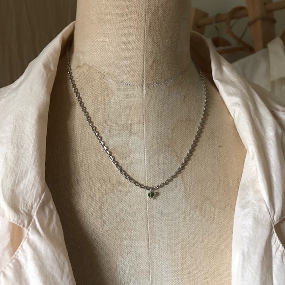 Silver and genuine moldavite bead necklace - Picture 2 of 5